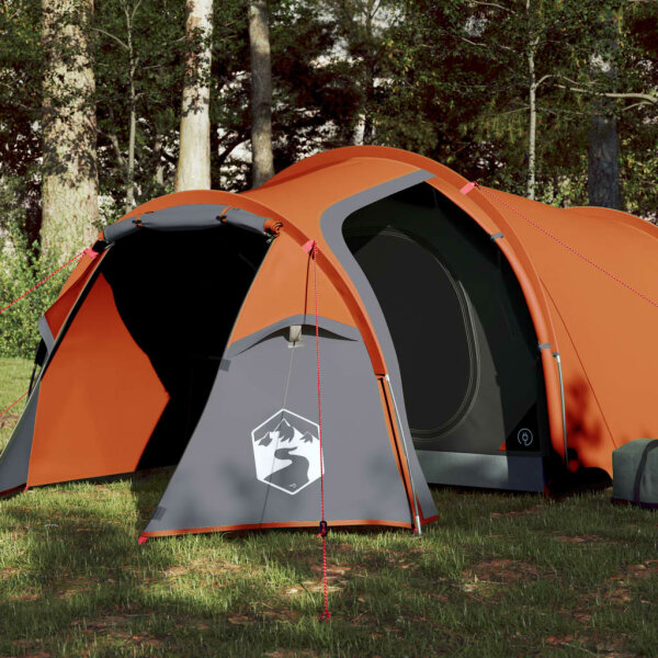 vidaXL Campingzelt 3 Personen Grau &amp; Orange 370x185x116 cm 185T Taft