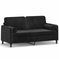 vidaXL 2-Sitzer-Sofa mit Zierkissen Schwarz 140 cm Samt