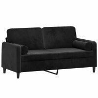 vidaXL 2-Sitzer-Sofa mit Zierkissen Schwarz 140 cm Samt