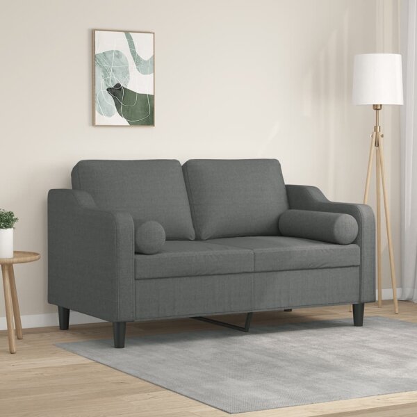 vidaXL 2-Sitzer-Sofa mit Zierkissen Dunkelgrau 120 cm Stoff