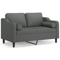 vidaXL 2-Sitzer-Sofa mit Zierkissen Dunkelgrau 120 cm Stoff