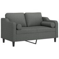 vidaXL 2-Sitzer-Sofa mit Zierkissen Dunkelgrau 120 cm Stoff