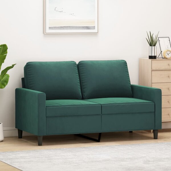 vidaXL 2-Sitzer-Sofa Dunkelgr&uuml;n 120 cm Samt