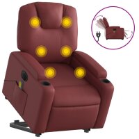 vidaXL Massagesessel mit Aufstehhilfe Elektrisch Weinrot...