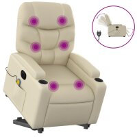 vidaXL Massagesessel mit Aufstehhilfe Elektrisch Creme...