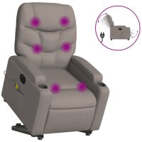 vidaXL Elektrischer Massagesessel mit Aufstehhilfe Taupe Stoff