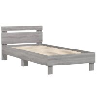 vidaXL Bettgestell mit Kopfteil Grau Sonoma 90x200 cm Holzwerkstoff