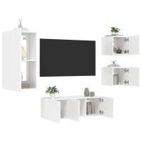 vidaXL 5-tlg. Wohnwand mit LED-Beleuchtung Weiß...