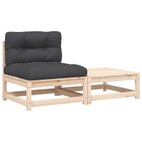 vidaXL Gartensofa ohne Armlehnen mit Kissen und Hocker