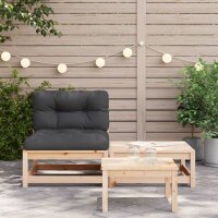 vidaXL Gartensofa ohne Armlehnen mit Kissen und Hocker