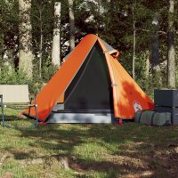 vidaXL Campingzelt 2 Personen Grau & Orange 267x154x117 cm 185T Taft