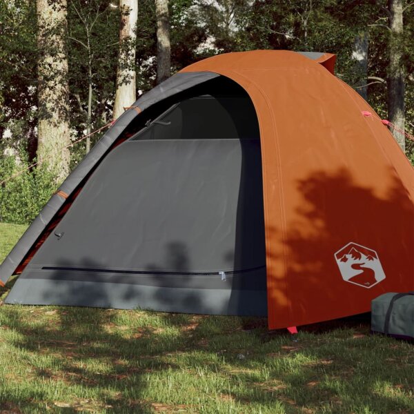 vidaXL Campingzelt 4 Personen Grau &amp; Orange 267x272x145 cm 185T Taft