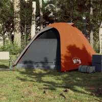 vidaXL Campingzelt 4 Personen Grau &amp; Orange 267x272x145 cm 185T Taft