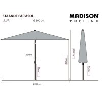 Madison Sonnenschirm Elba 300 cm Grau