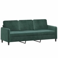 vidaXL 3-Sitzer-Sofa mit Zierkissen Dunkelgr&uuml;n 180 cm Samt