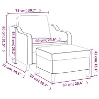 vidaXL Sessel mit Hocker Hellgrau 60 cm Stoff