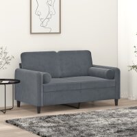 vidaXL 2-Sitzer-Sofa mit Zierkissen Dunkelgrau 120 cm Samt