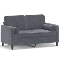 vidaXL 2-Sitzer-Sofa mit Zierkissen Dunkelgrau 120 cm Samt