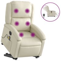 vidaXL Massagesessel mit Aufstehhilfe Elektrisch Creme...