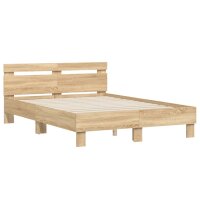 vidaXL Bettgestell mit Kopfteil Sonoma-Eiche 135x190 cm Holzwerkstoff