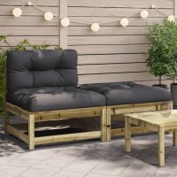 vidaXL Gartensofa ohne Armlehnen mit Kissen und Hocker