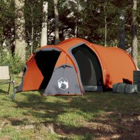 vidaXL Campingzelt 4 Personen Grau & Orange 360x135x105 cm 185T Taft