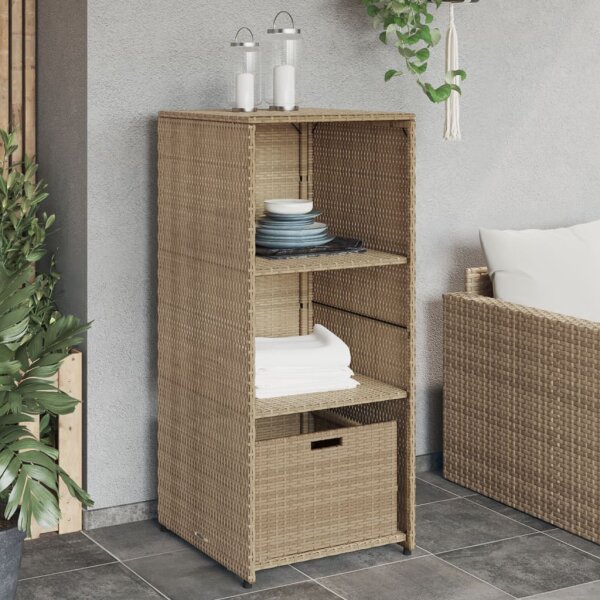 vidaXL Gartenschrank Beige 50x55x115 cm Poly Rattan