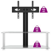 vidaXL TV-Eckregal mit 2 Ablagen f&uuml;r 32-70 Zoll Schwarz und Silbern