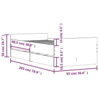 vidaXL Bettgestell mit Schubladen Betongrau 90x200 cm