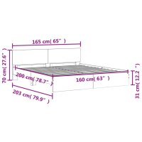 vidaXL Bettgestell mit Kopfteil Betongrau 160x200 cm