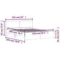 vidaXL Bettgestell mit Kopfteil Betongrau 150x200 cm