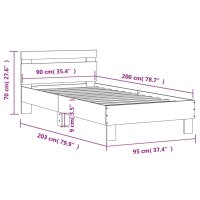 vidaXL Bettgestell mit Kopfteil Betongrau 90x200 cm Holzwerkstoff