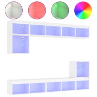 vidaXL 8-tlg. Wohnwand mit LED-Beleuchtung Weiß...