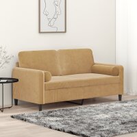 vidaXL 2-Sitzer-Sofa mit Zierkissen Braun 140 cm Samt