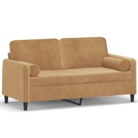 vidaXL 2-Sitzer-Sofa mit Zierkissen Braun 140 cm Samt