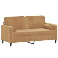 vidaXL 2-Sitzer-Sofa mit Zierkissen Braun 140 cm Samt