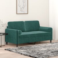 vidaXL 2-Sitzer-Sofa mit Zierkissen Dunkelgrün 140...