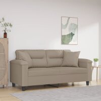 vidaXL 2-Sitzer-Sofa mit Kissen Taupe 140 cm Mikrofasergewebe