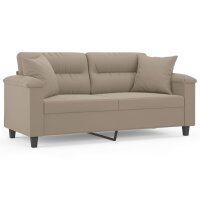 vidaXL 2-Sitzer-Sofa mit Kissen Taupe 140 cm Mikrofasergewebe