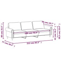 vidaXL 3-Sitzer-Sofa Dunkelgrau 180 cm Samt