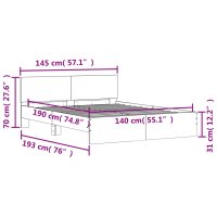 vidaXL Bettgestell mit Kopfteil Grau Sonoma 140x190 cm