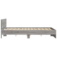 vidaXL Bettgestell mit Kopfteil Grau Sonoma 140x190 cm