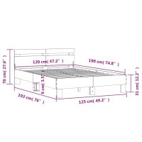 vidaXL Bettgestell mit Kopfteil Betongrau 120x190 cm Holzwerkstoff