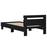 vidaXL Bettgestell mit Kopfteil Schwarz 90x190 cm Holzwerkstoff