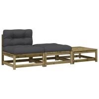 vidaXL Gartensofa ohne Armlehnen mit Kissen und Hockern