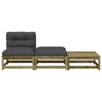 vidaXL Gartensofa ohne Armlehnen mit Kissen und Hockern