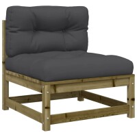 vidaXL Gartensofa ohne Armlehnen mit Kissen und Hockern