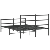 vidaXL Bettgestell mit Kopf- und Fu&szlig;teil Metall Schwarz 140x190 cm