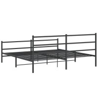 vidaXL Bettgestell mit Kopf- und Fu&szlig;teil Metall Schwarz 183x213 cm