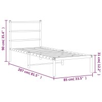 vidaXL Bettgestell mit Kopfteil Metall Wei&szlig; 80x200 cm